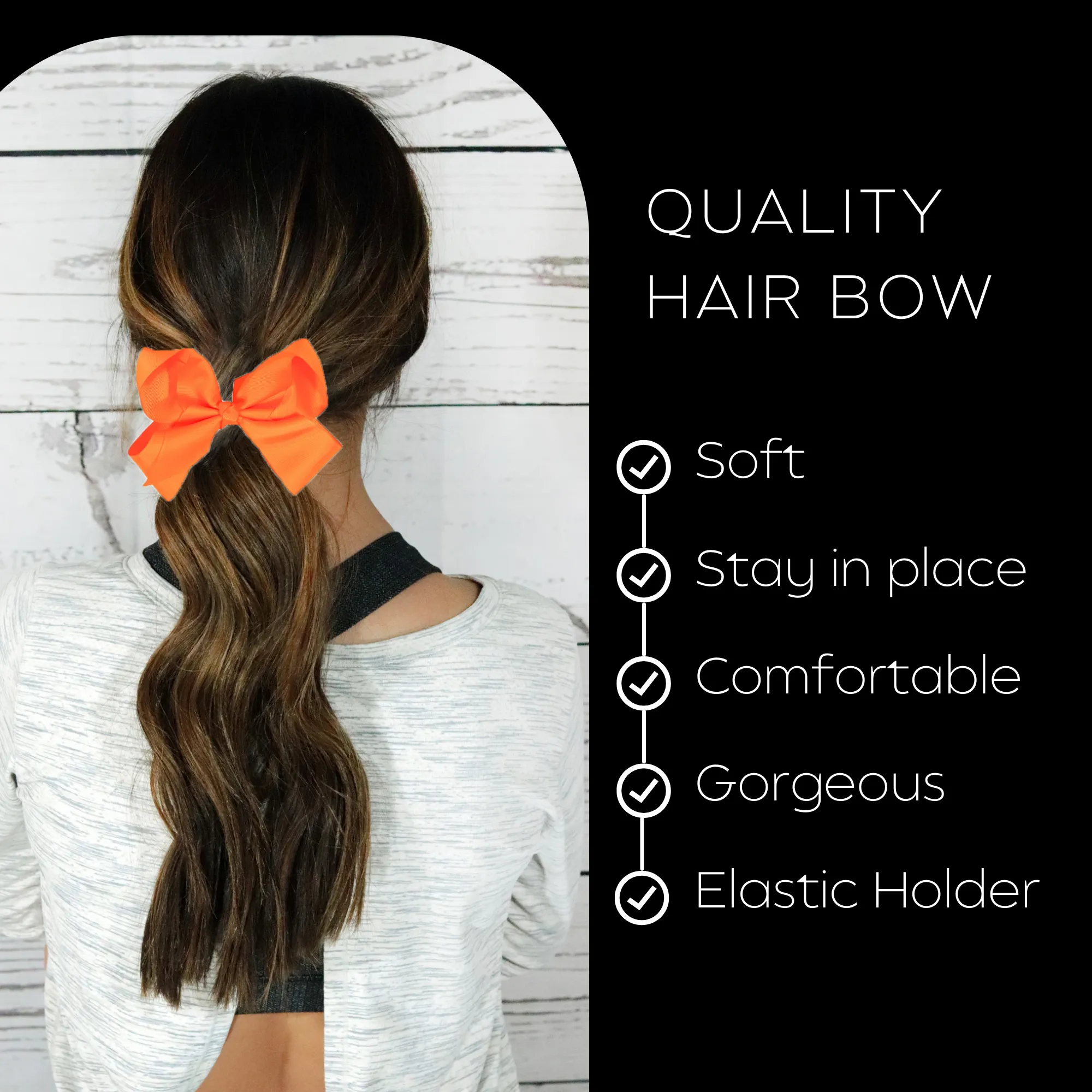 Neon Orange Classic Hair Bows - 10 Pack