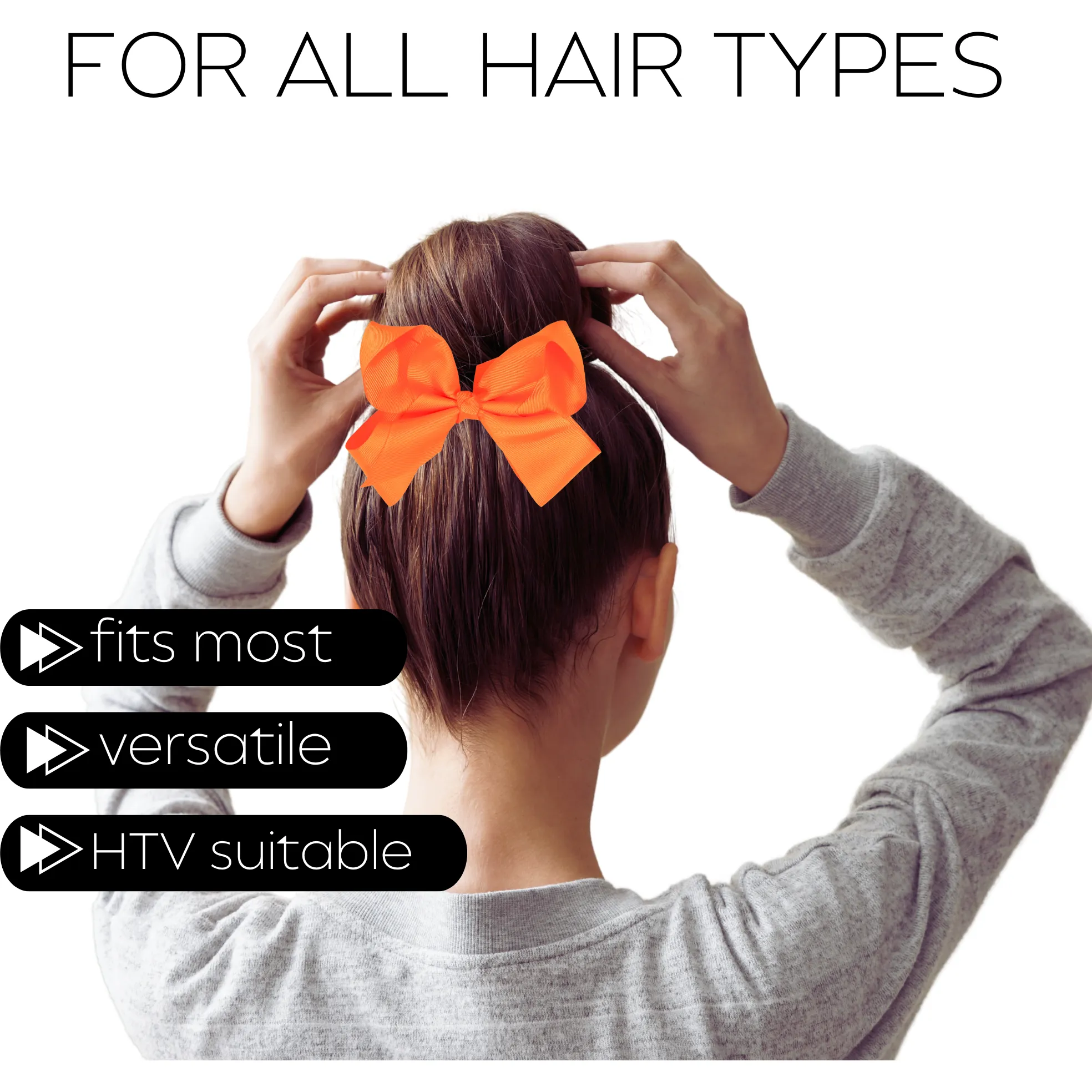 Neon Orange Classic Hair Bows - 10 Pack