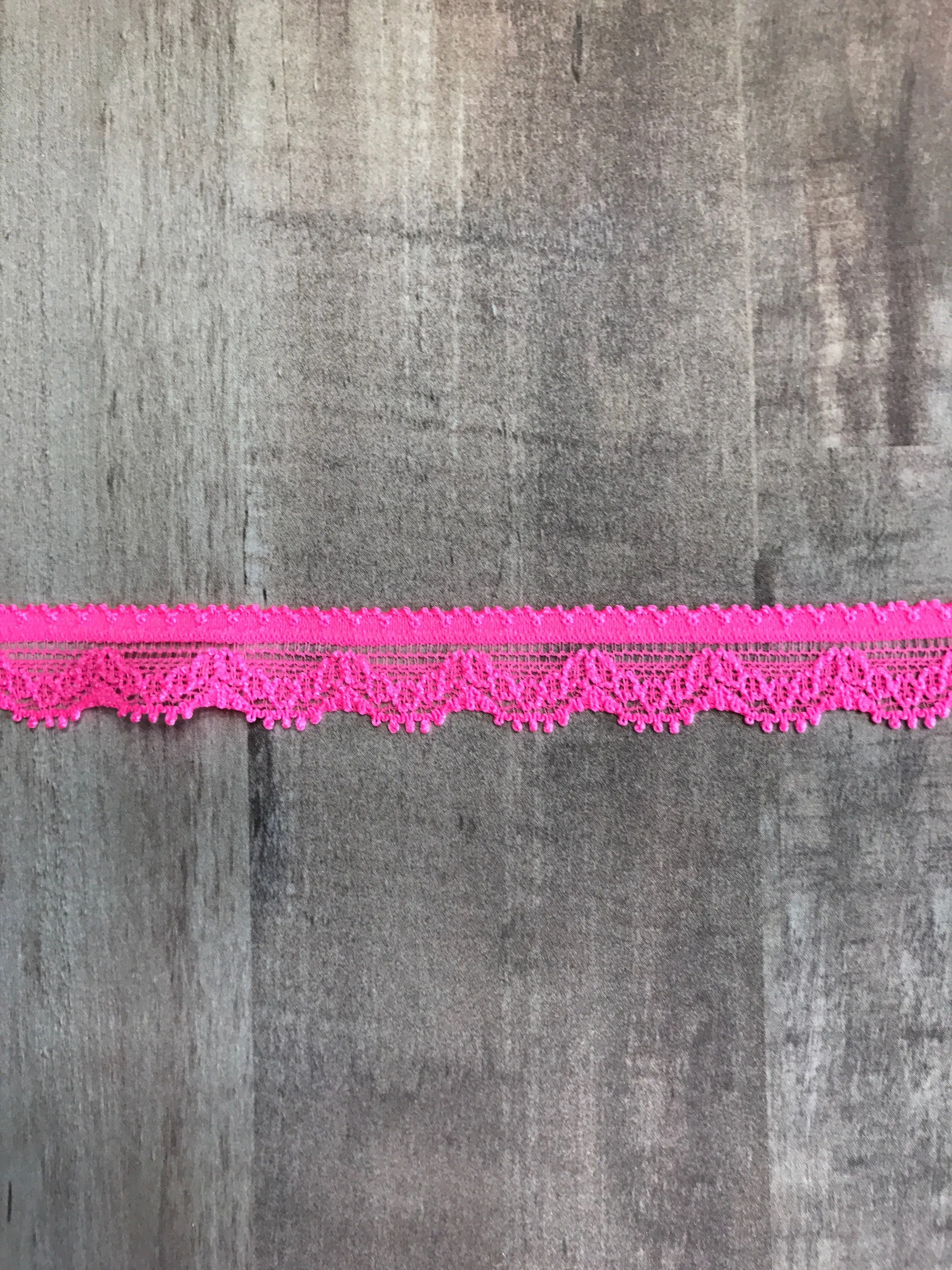 Neon Pink .5" Wide Stretch Lace