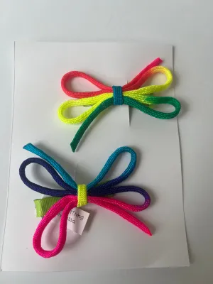 Neon rainbow cord hair clips(pair)