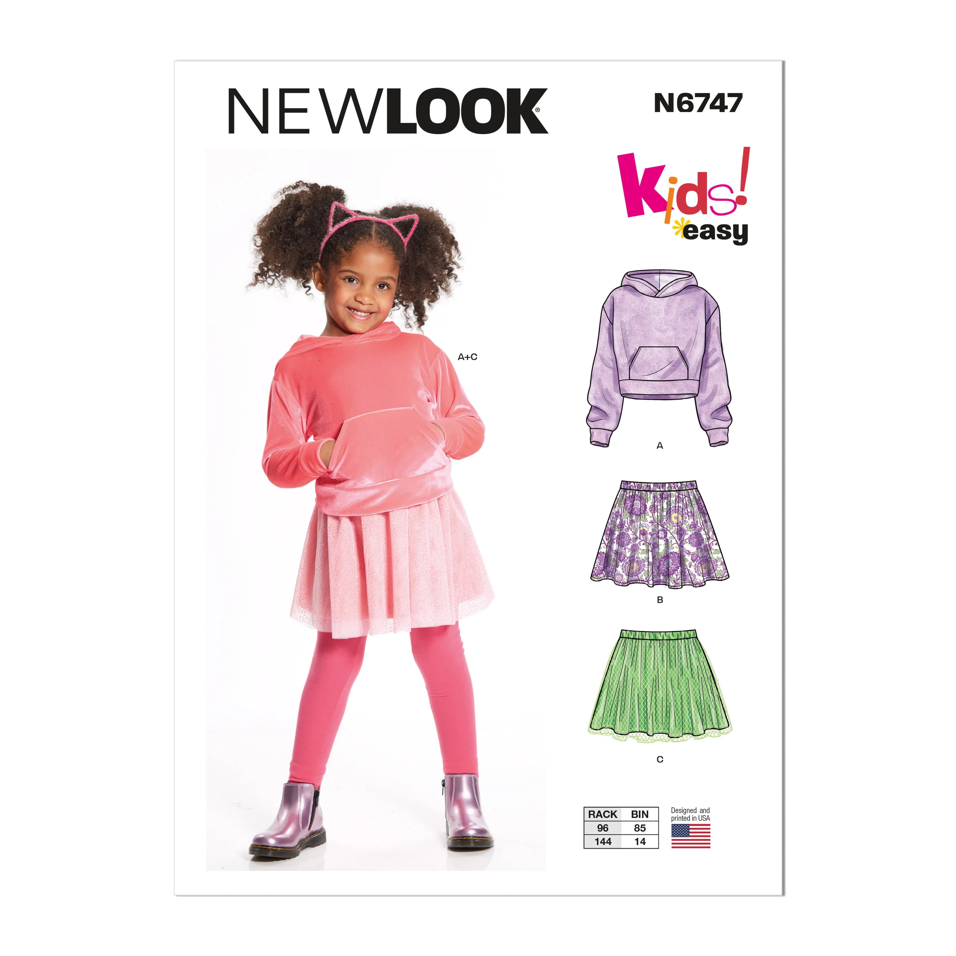 New Look Sewing Pattern 6747 Children's Hoodie and Skirts