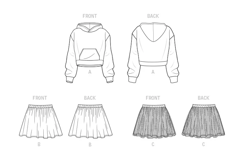 New Look Sewing Pattern 6747 Children's Hoodie and Skirts