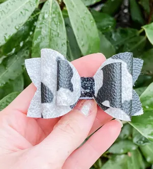 Newborn Cow Mini Stacked Bow Headband | Hair Clip