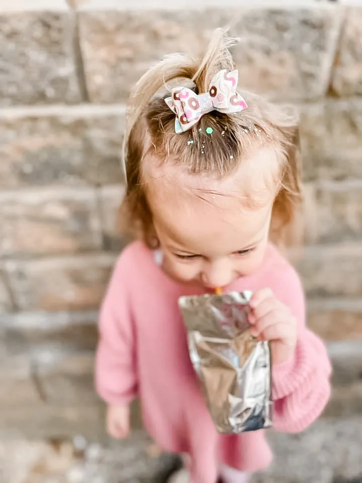 Newborn Mini Stacked Blush Light Pink Glitter Bow Headband | Hair Clip
