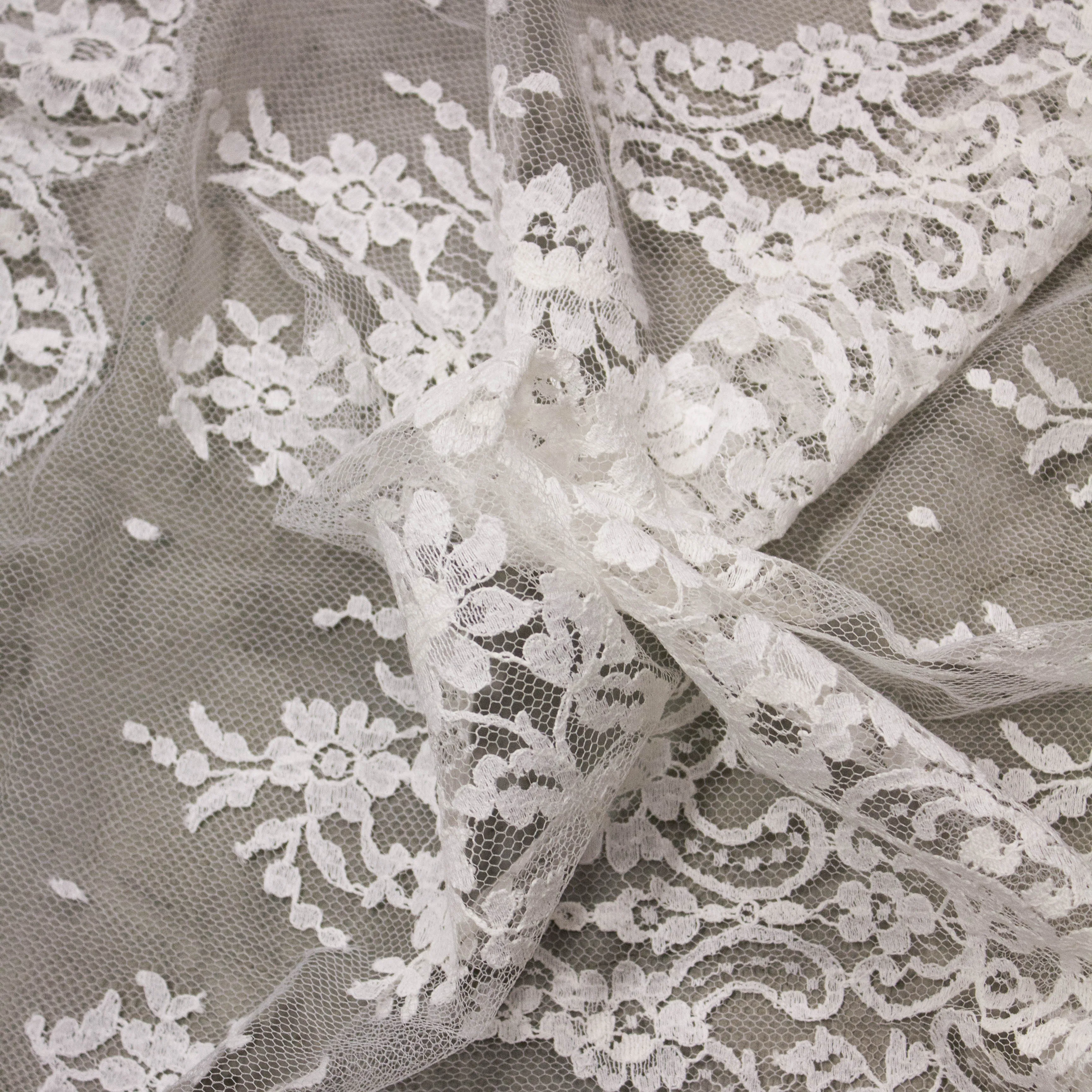 Nina Off White Floral PolyCotton Lace