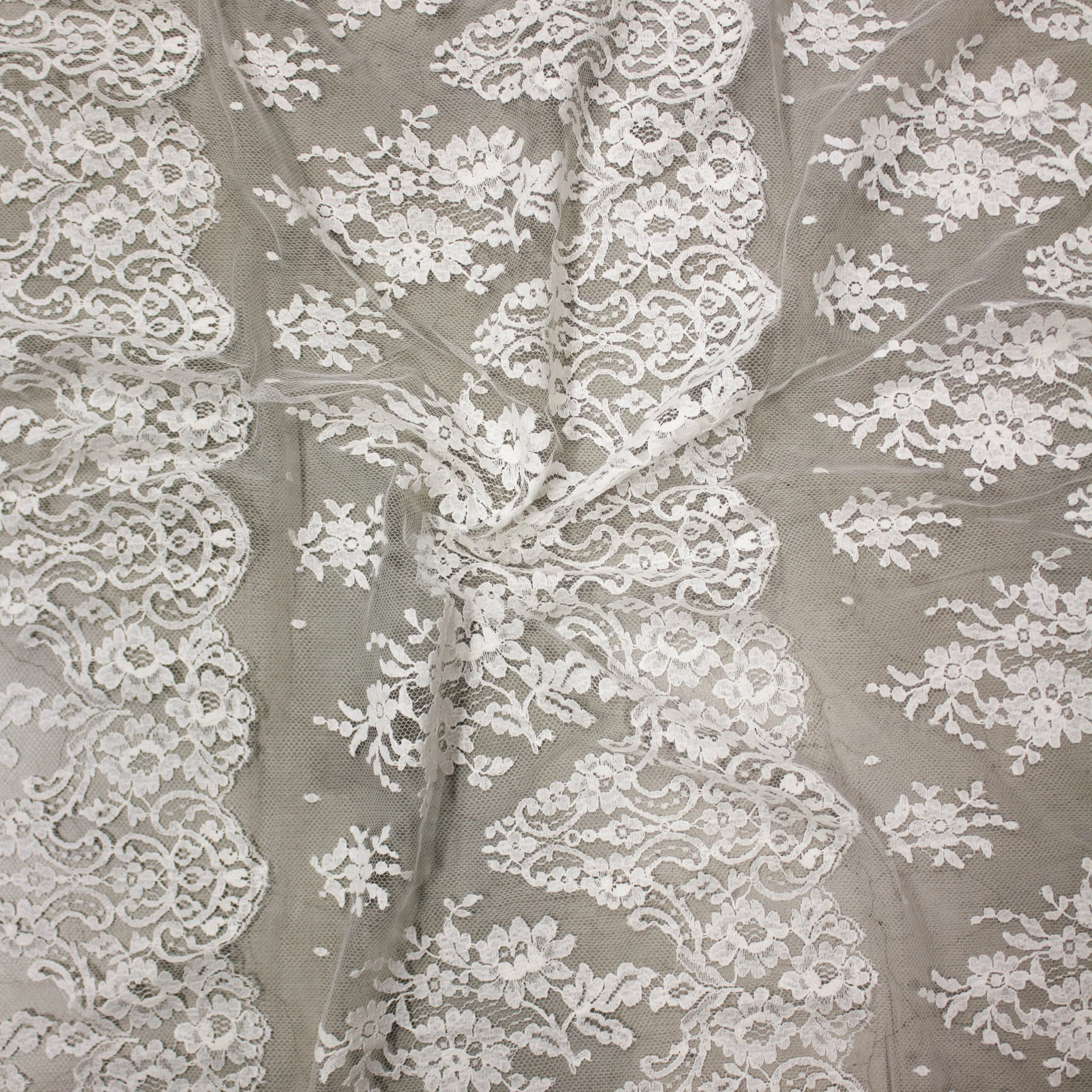 Nina Off White Floral PolyCotton Lace