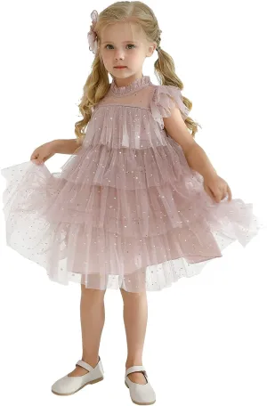 NNJXD Little Girl Tutu Dress Tulle Ruffles Flower Girls Wedding Party Dresses