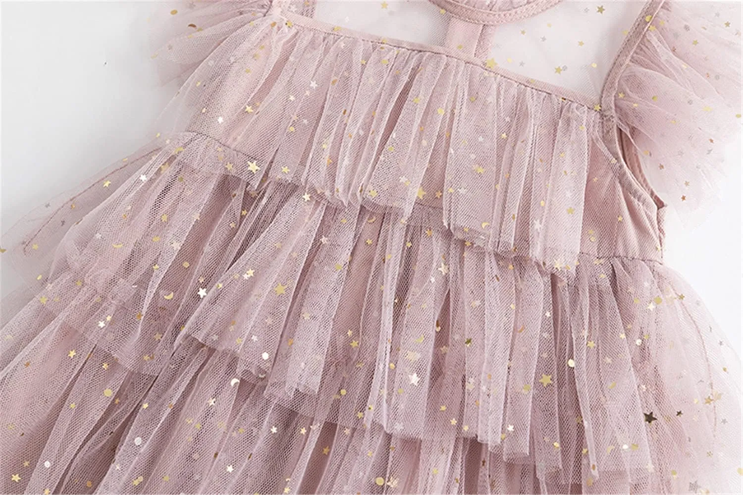 NNJXD Little Girl Tutu Dress Tulle Ruffles Flower Girls Wedding Party Dresses