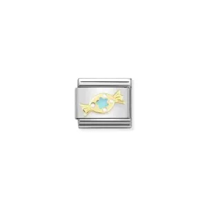 Nomination Composable Link Sweet, Turquoise, 18K Gold & Enamel