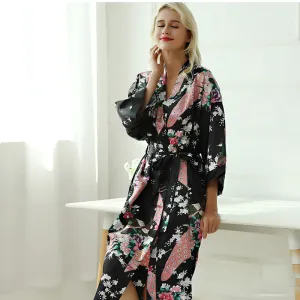 Nothing But Satin Pajama Peacock Robe