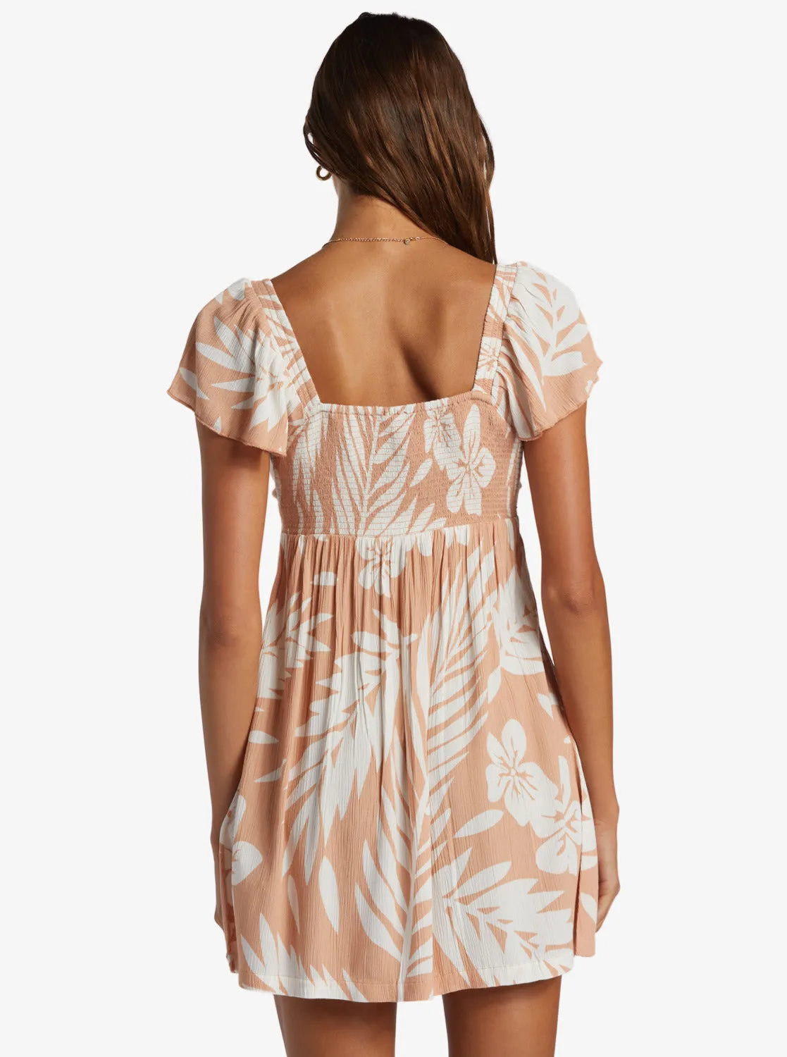 Oceanview Mini Dress - Cafe Creme Palmeria