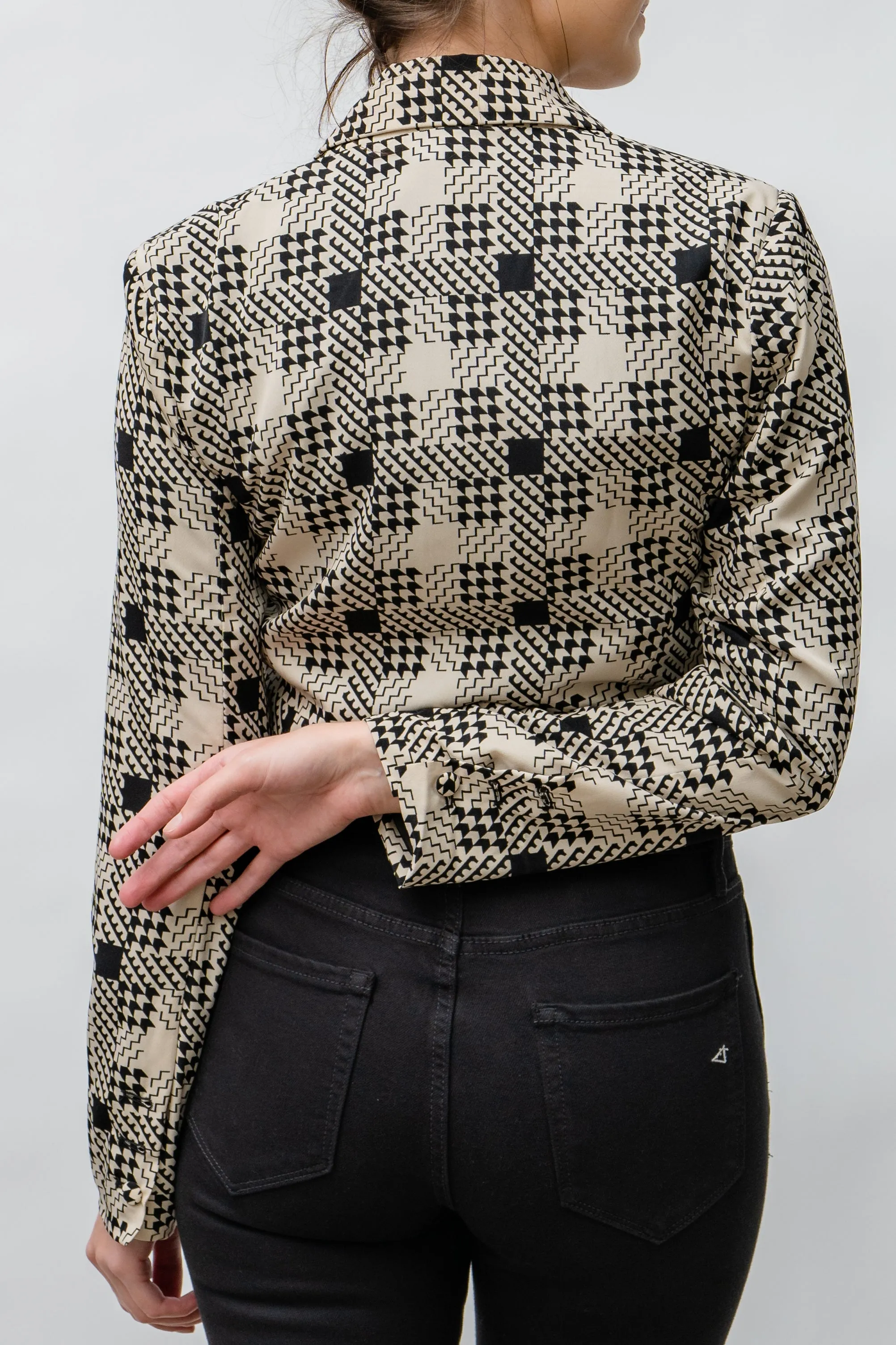 Odette Cropped Houndstooth Blazer
