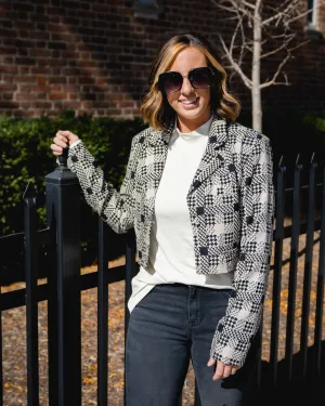 Odette Cropped Houndstooth Blazer