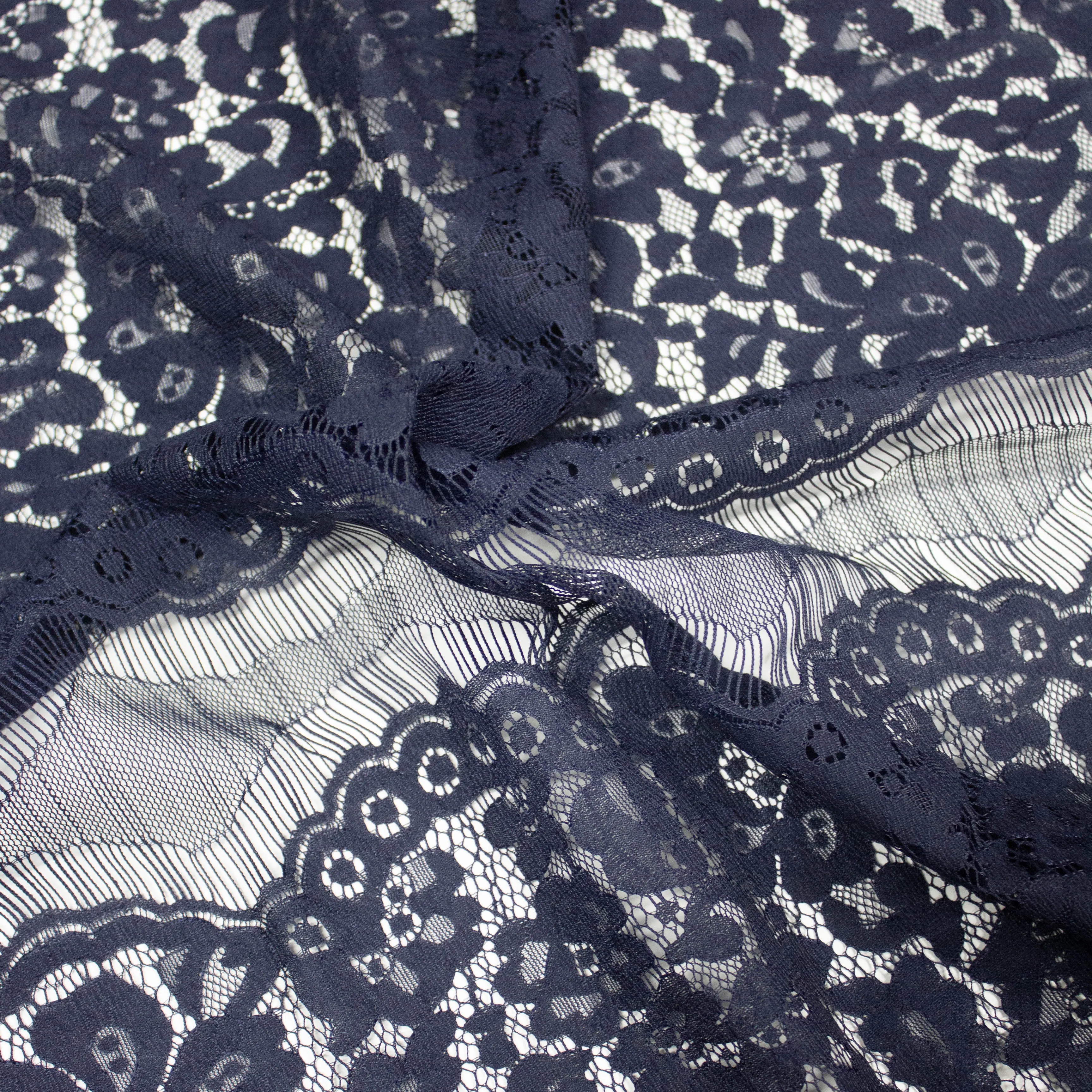 Olan Blue Floral PolyCotton Lace