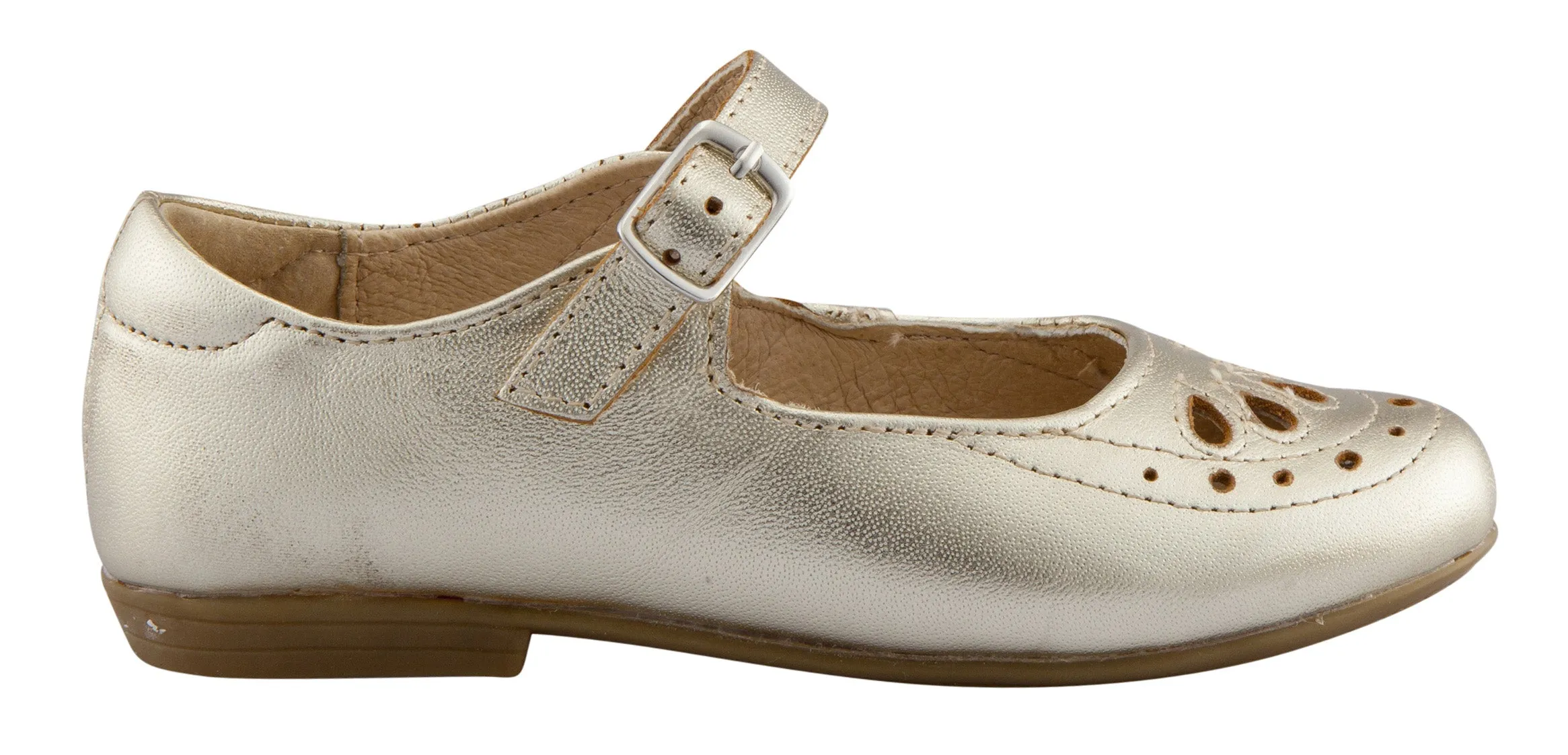 Old Soles Girl's Brule Gal Leather Mary Jane Dress Shoes, Gold
