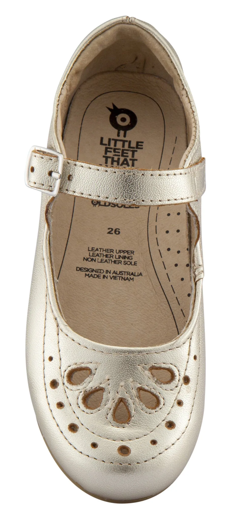 Old Soles Girl's Brule Gal Leather Mary Jane Dress Shoes, Gold