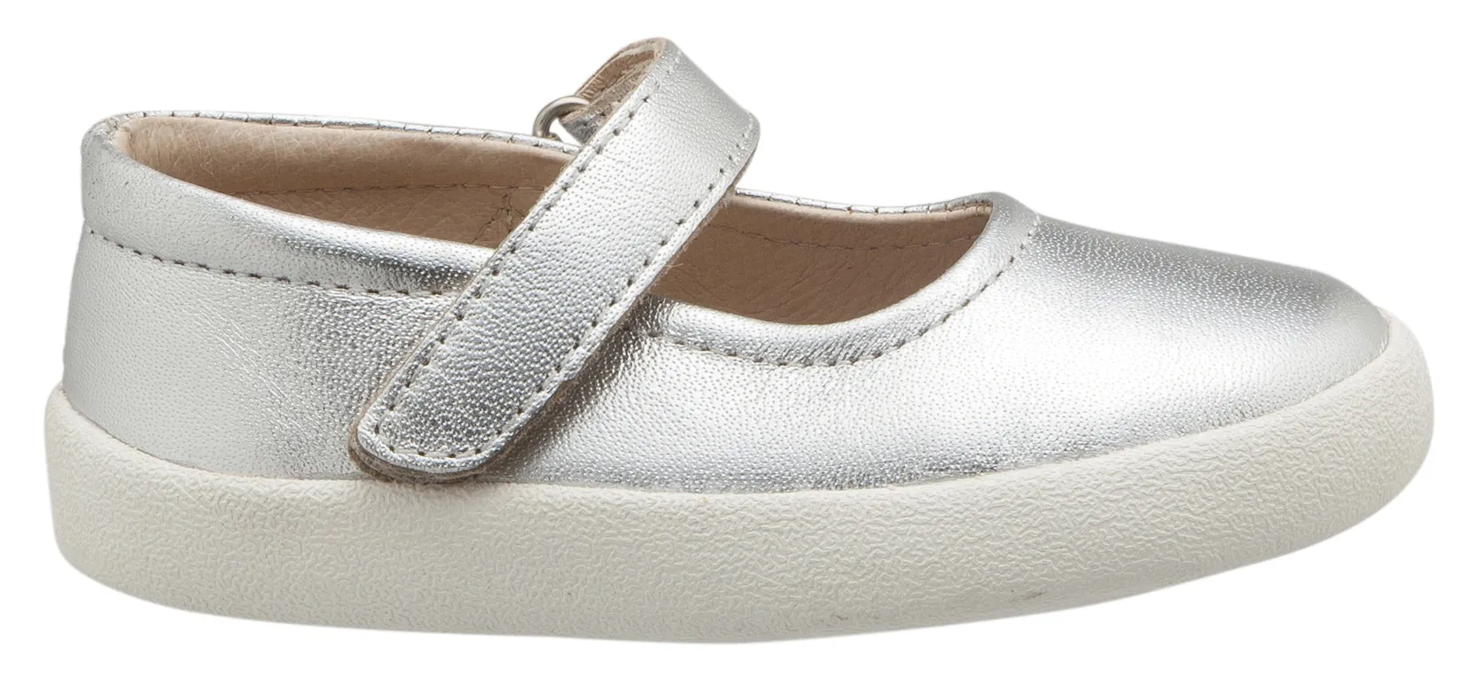 Old Soles Girl's Missy Shoe Leather Mary Jane Dress Shoes, Silver