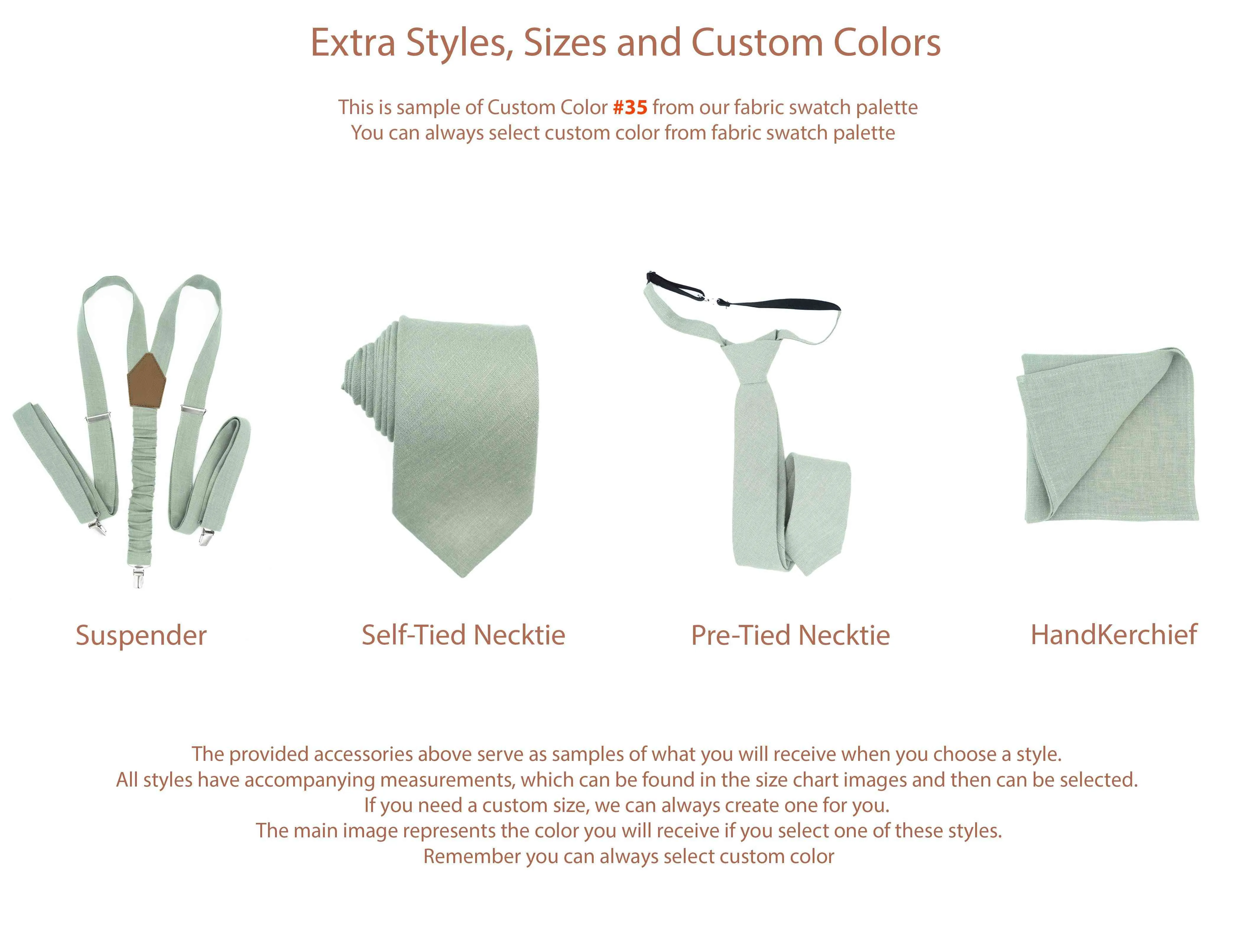 Olive Green Linen Bow Tie & Pocket Square | Wedding Accessory for All Ages