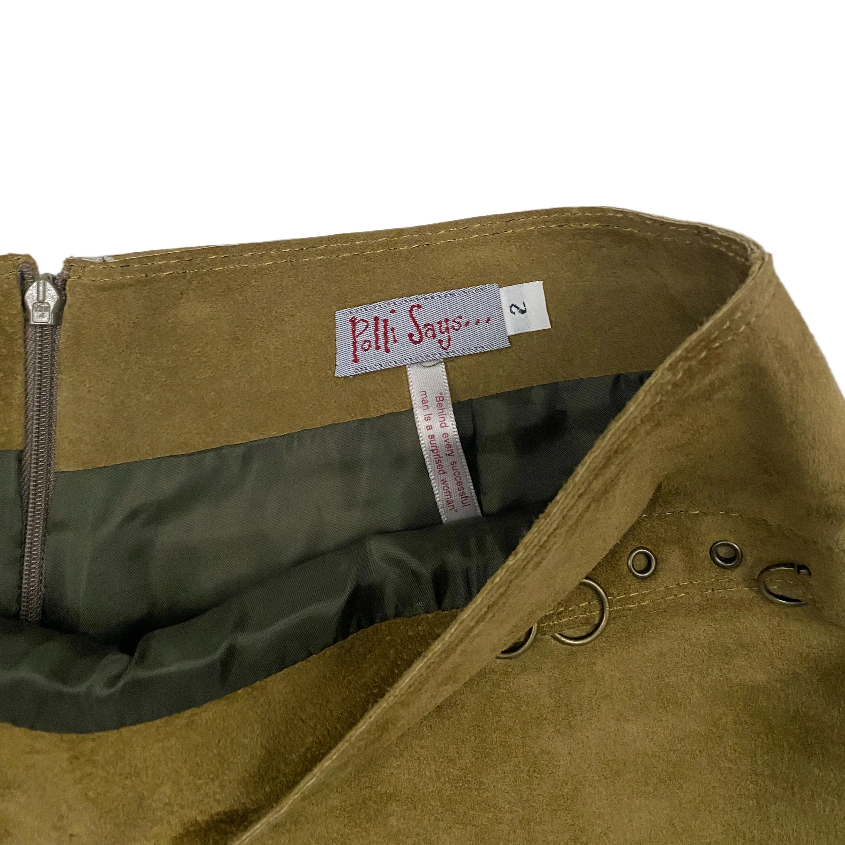 Olive Suede Mini Skirt (XS)
