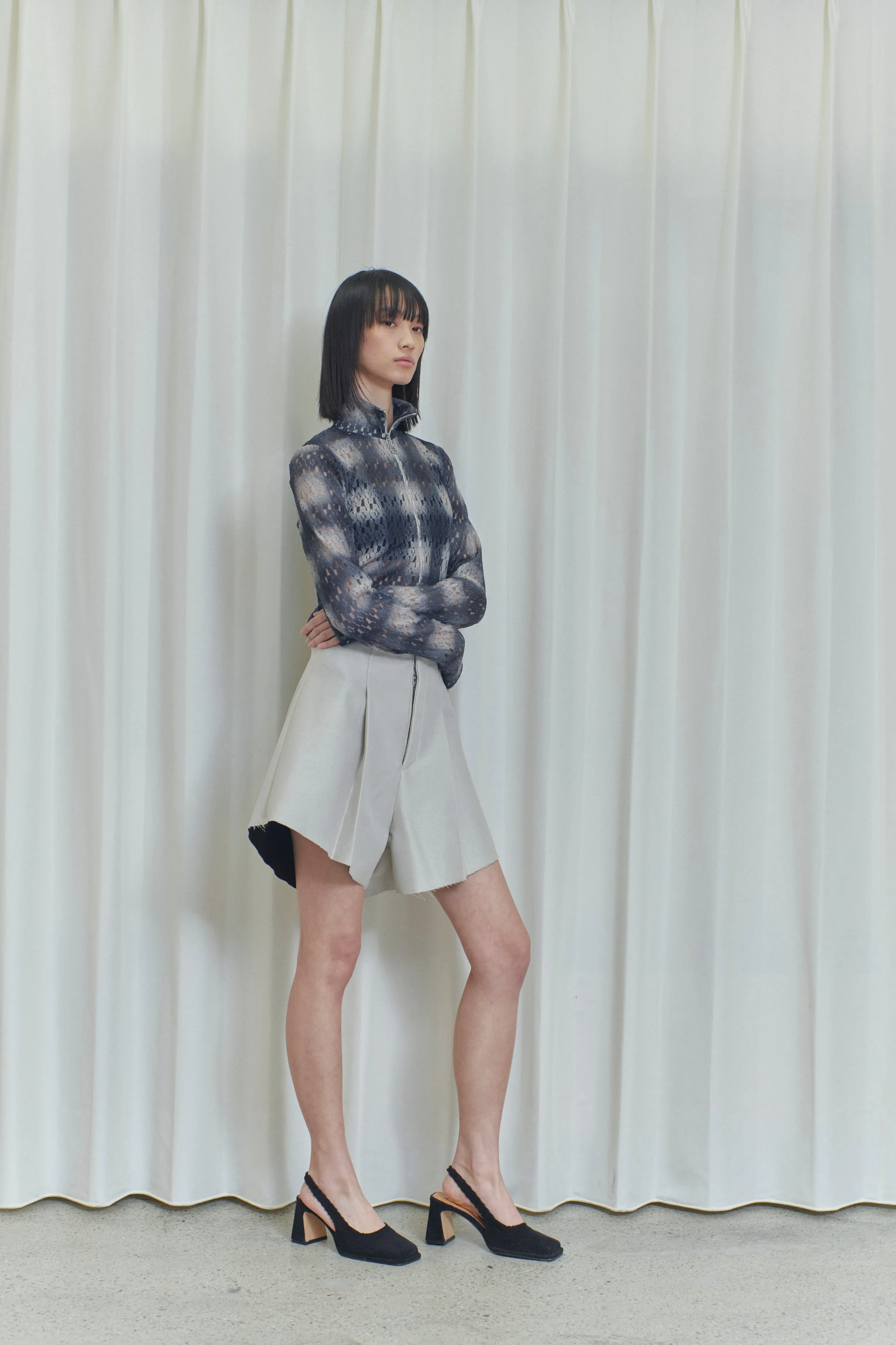 ombre checked lace tops
