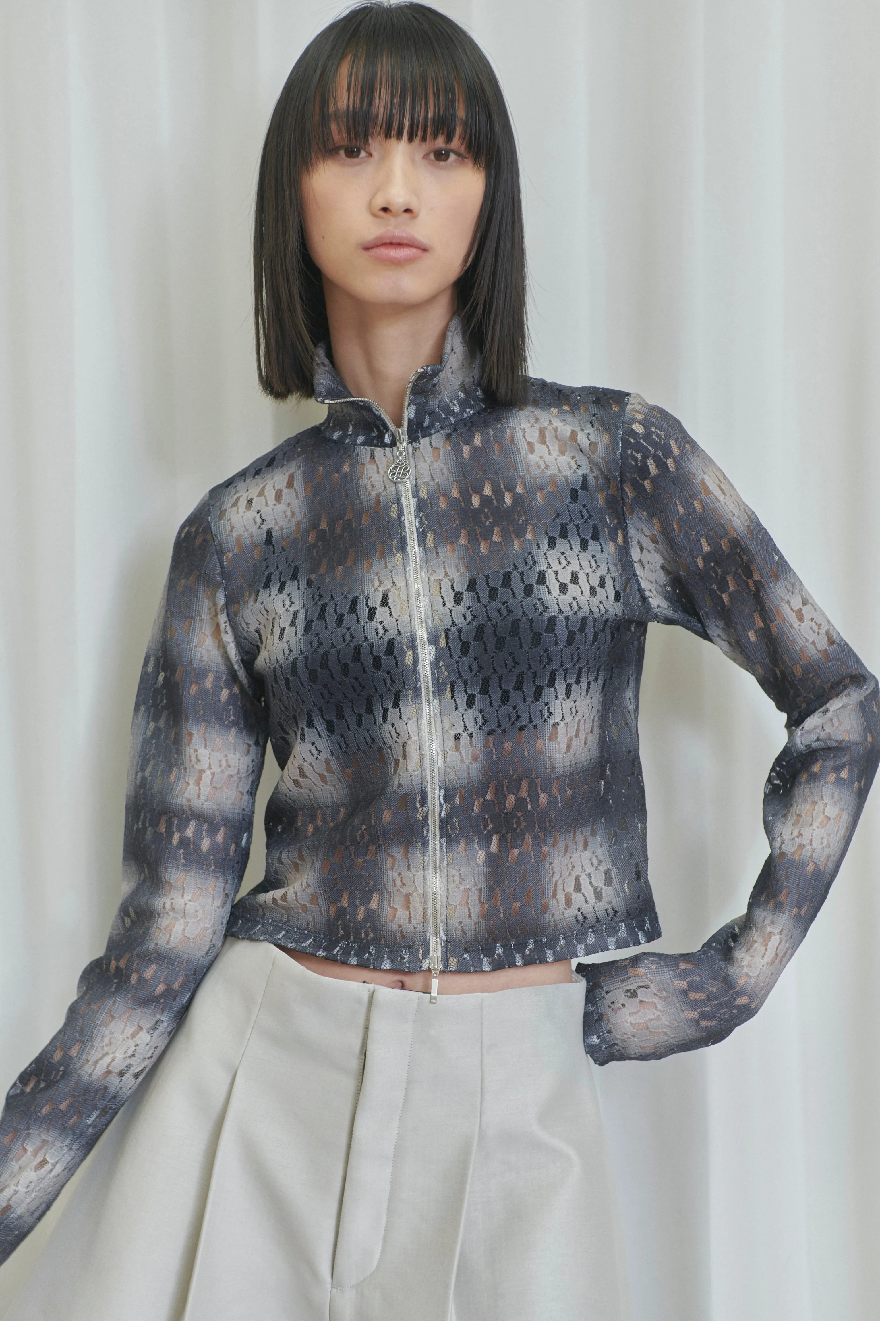 ombre checked lace tops