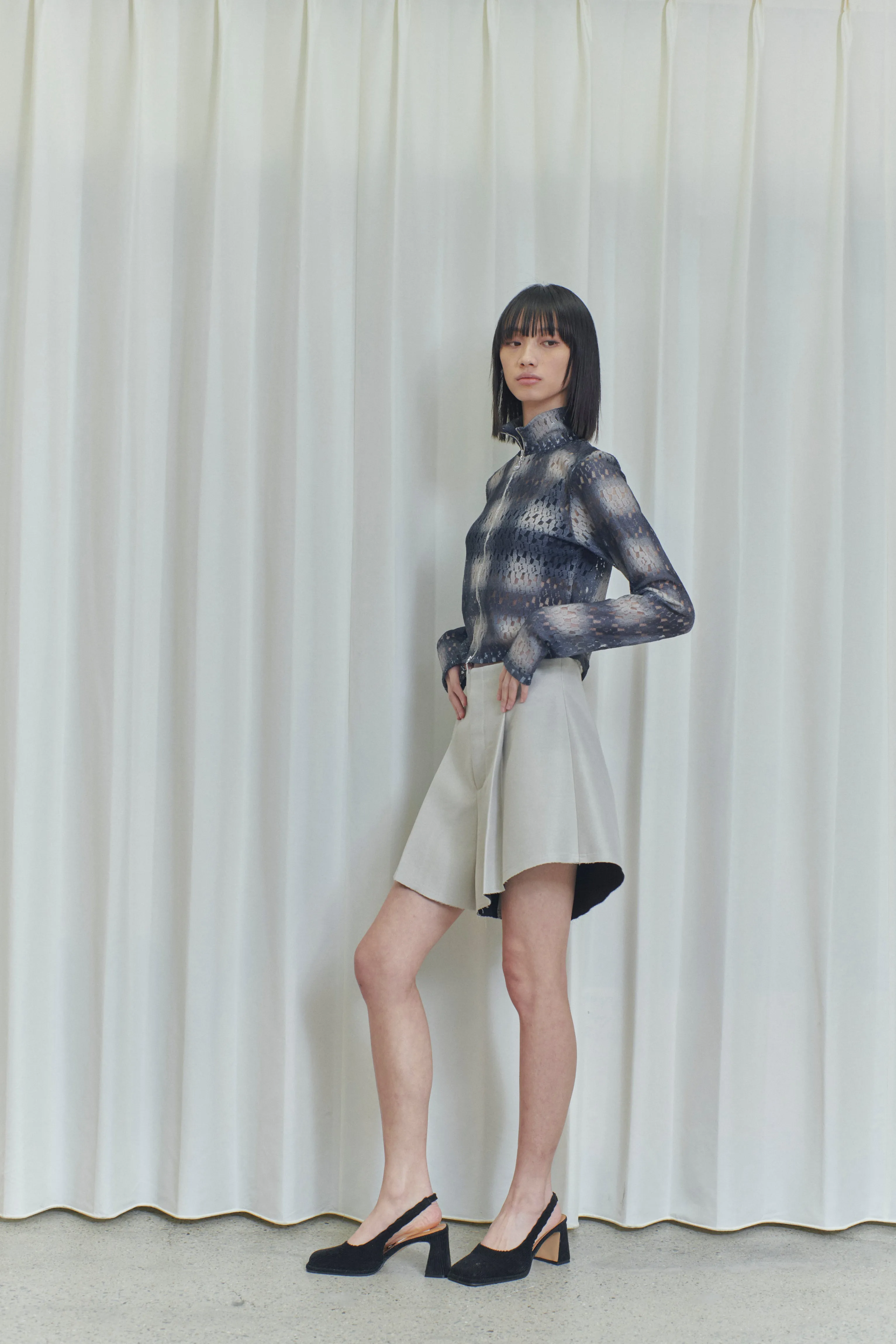 ombre checked lace tops