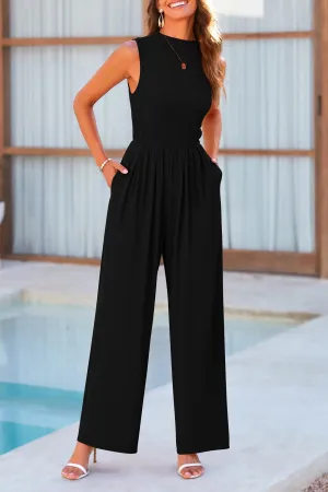 One Piece Ruffled Sleeveless Business Jumpsuit
