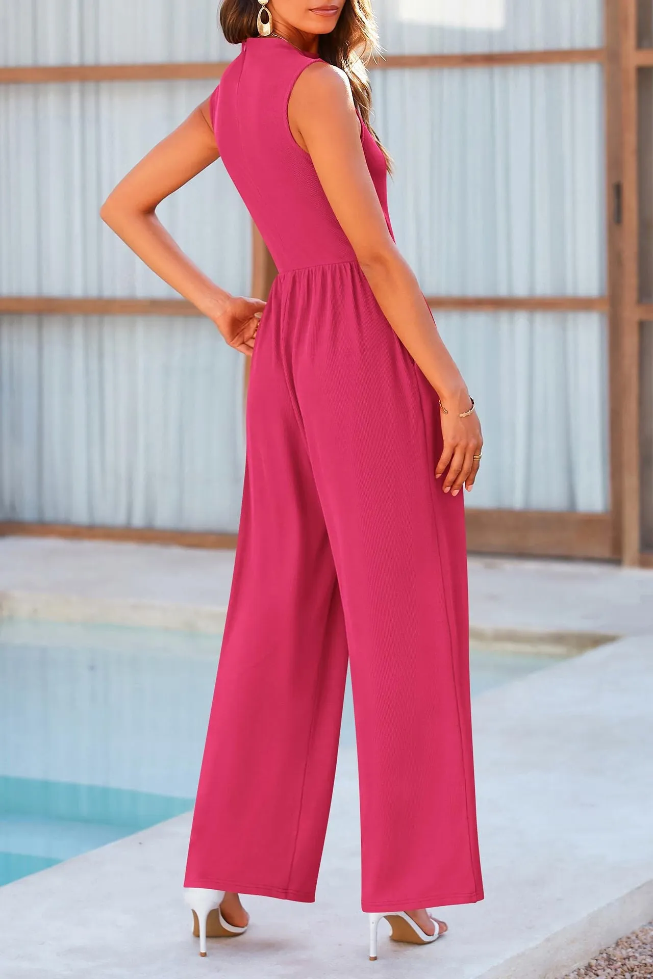 One Piece Ruffled Sleeveless Business Jumpsuit