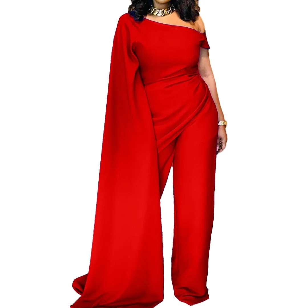 One Shoulder High Waisted Fashion Jumpsuit