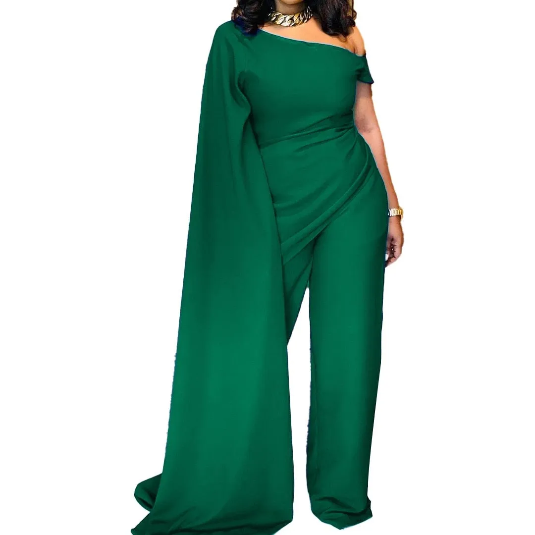One Shoulder High Waisted Fashion Jumpsuit