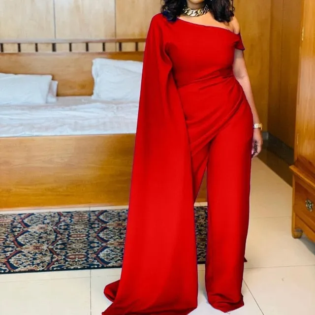 One Shoulder High Waisted Fashion Jumpsuit
