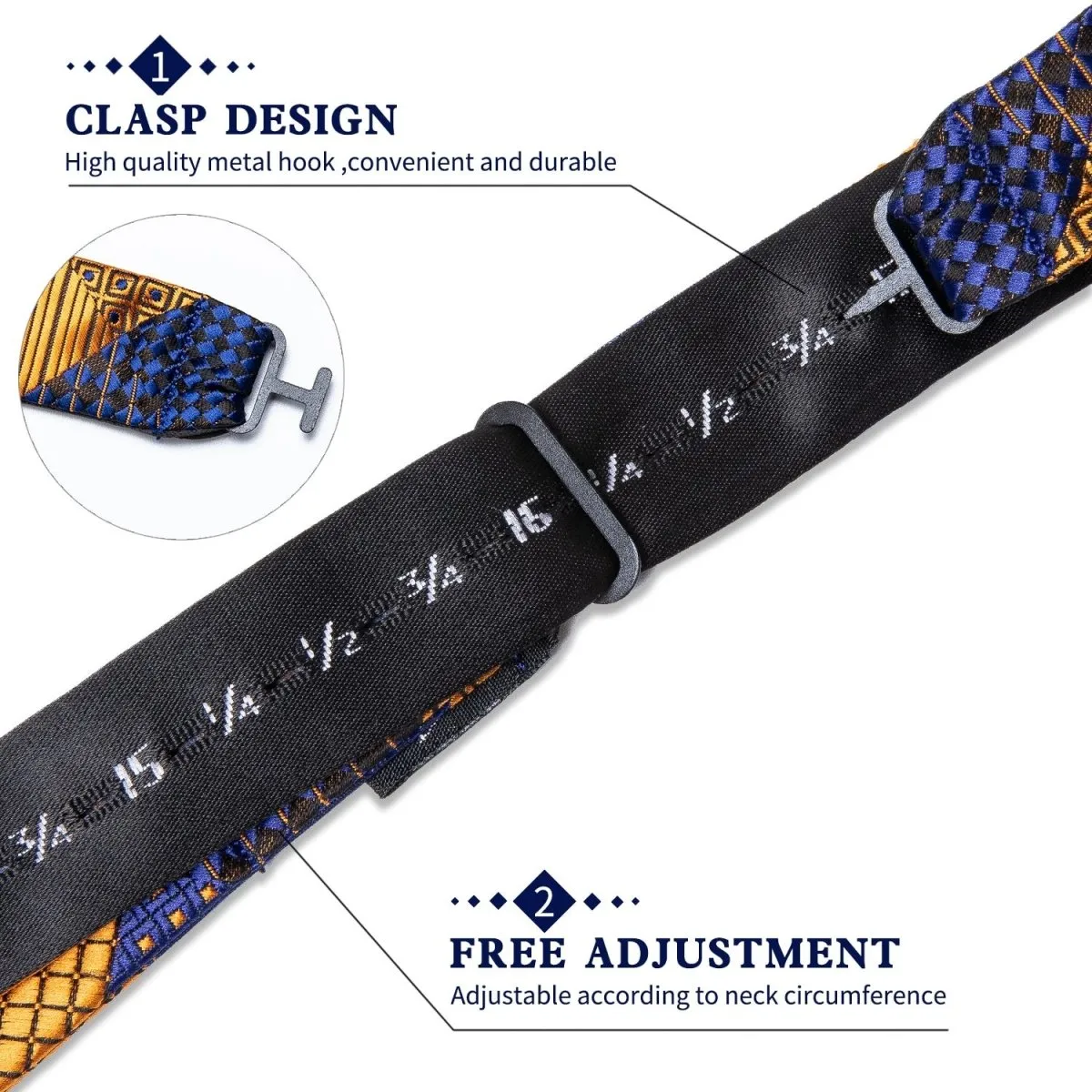Orange Gold and Blue Plaid Matching Bowtie Set (3pc)