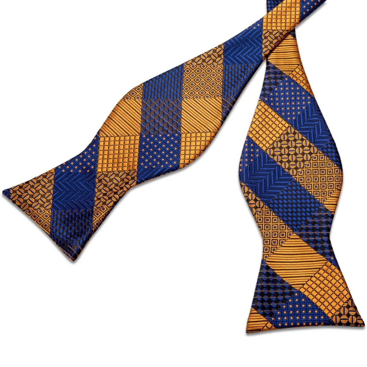 Orange Gold and Blue Plaid Matching Bowtie Set (3pc)