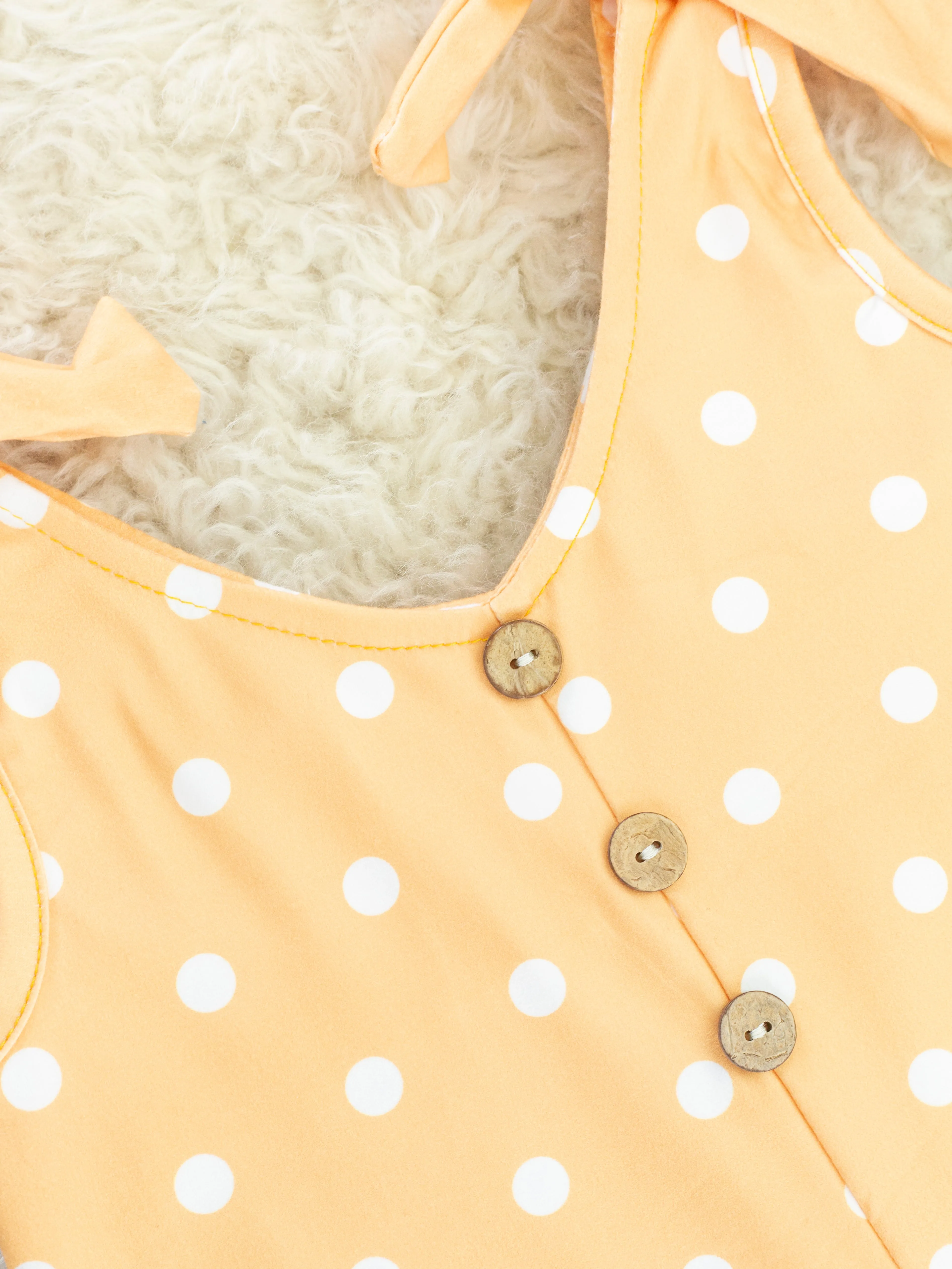Orange Polka Dot Bow Ruffle Jumpsuit