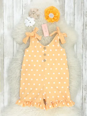 Orange Polka Dot Bow Ruffle Jumpsuit