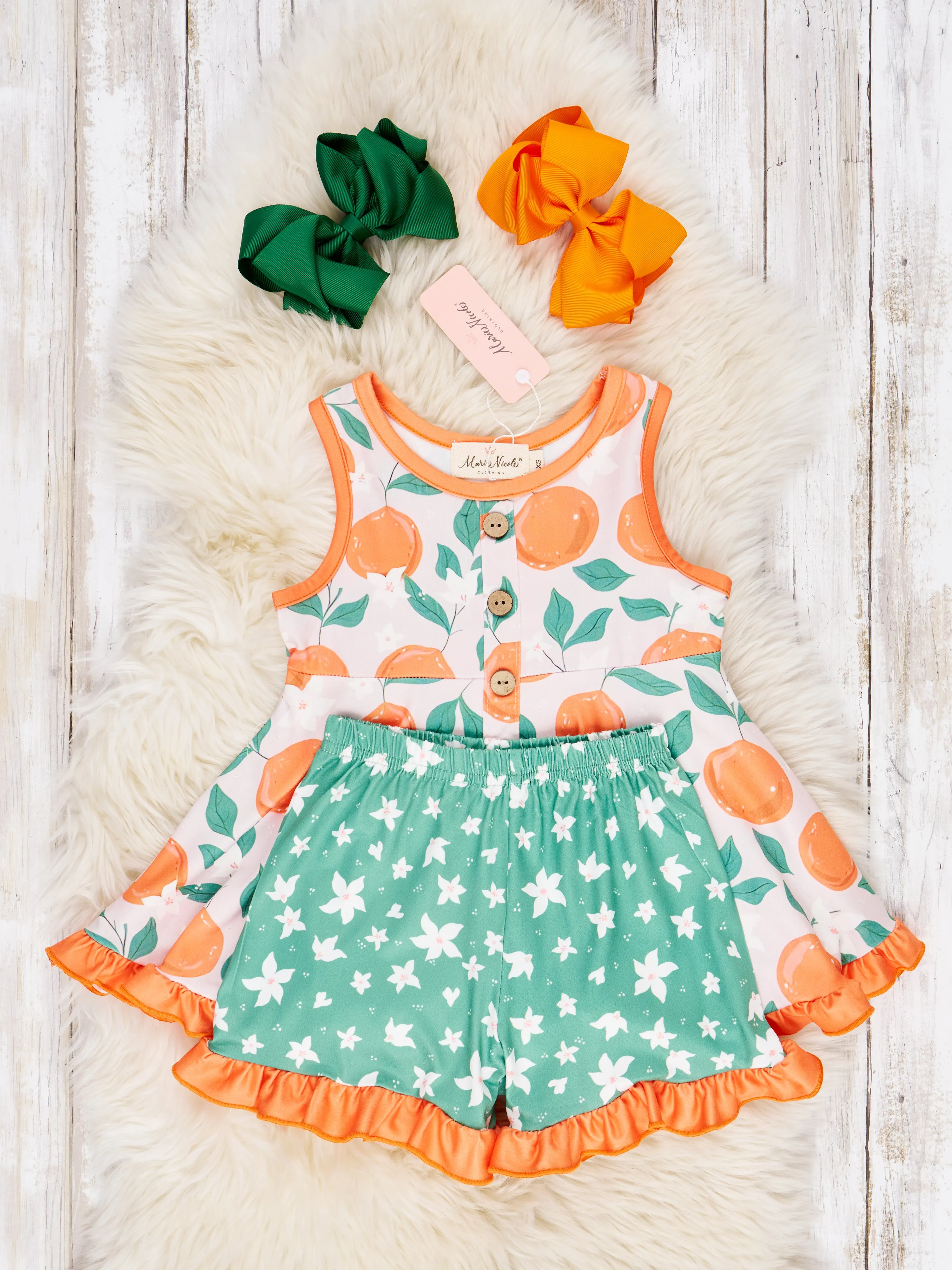 Oranges & Floral Ruffle Outfit