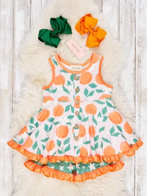 Oranges & Floral Ruffle Outfit