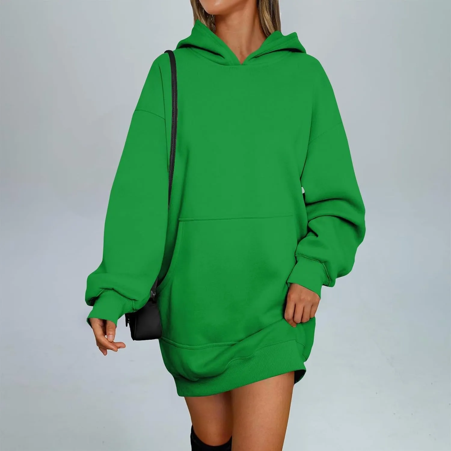 Oversized Hoodie Dress for Women Fleece Hooded Sweatshirt Dress with Pockets Cute Y2k Preppy Tunic Shift Mini Dresses