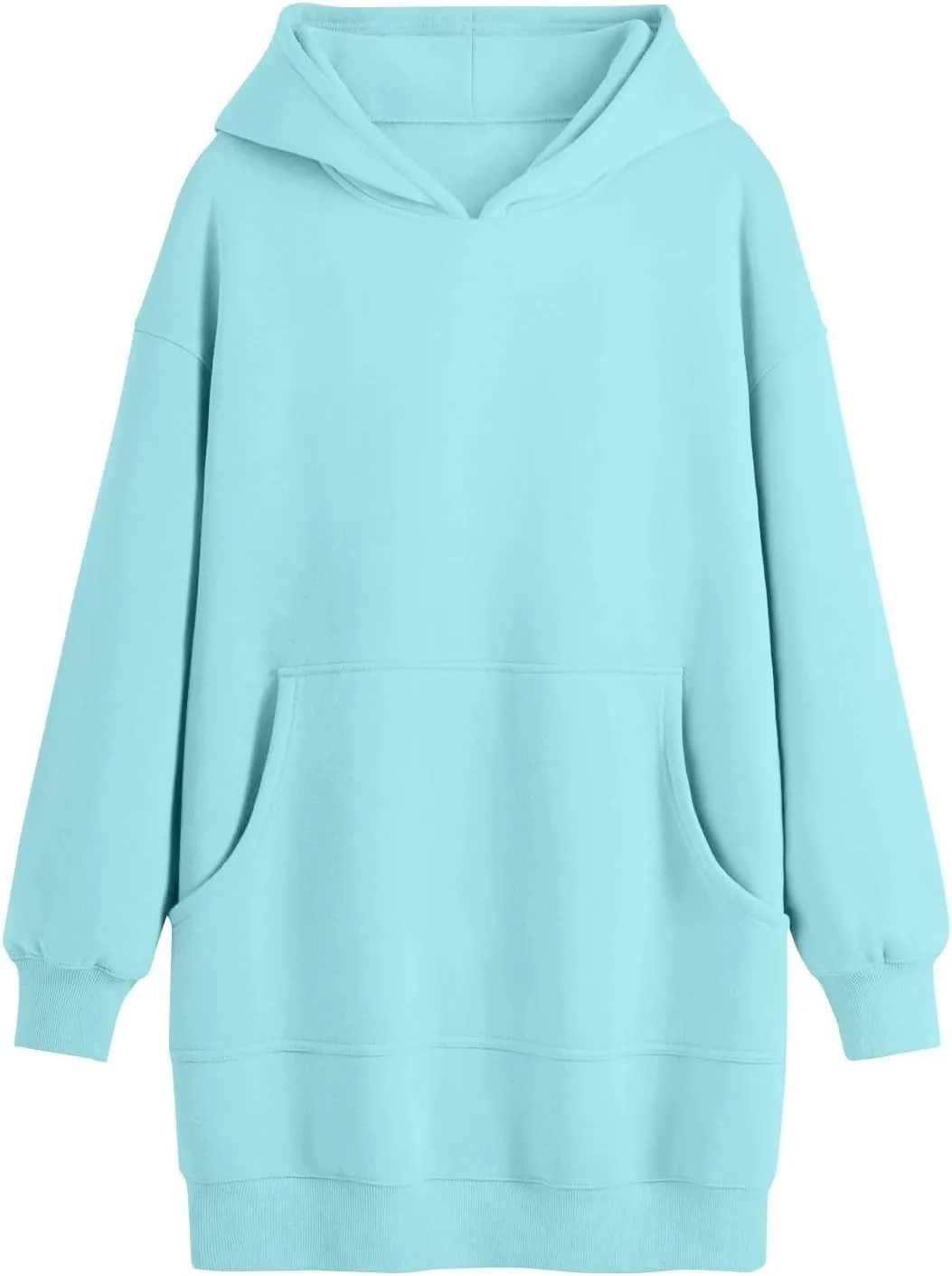 Oversized Hoodie Dress for Women Fleece Hooded Sweatshirt Dress with Pockets Cute Y2k Preppy Tunic Shift Mini Dresses