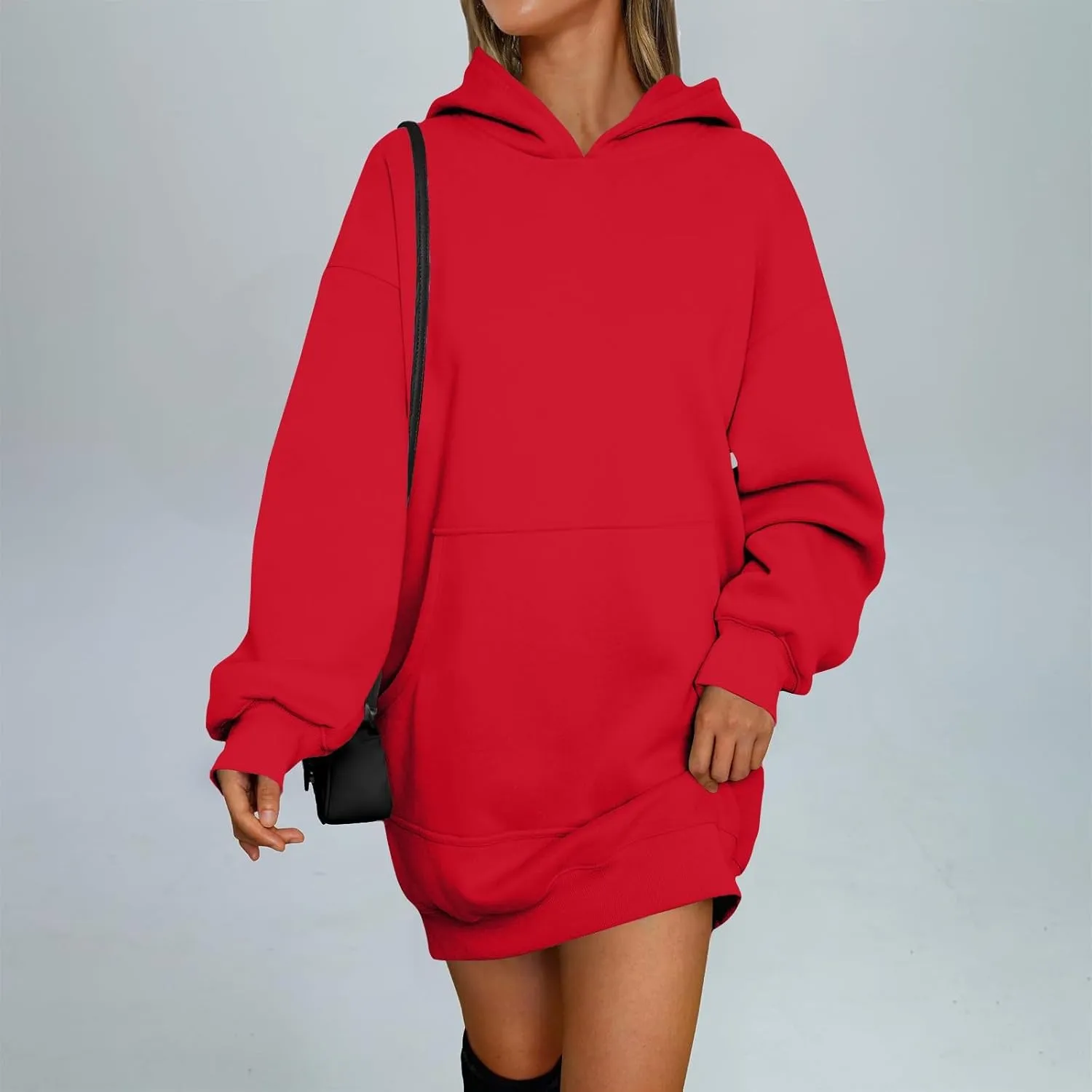 Oversized Hoodie Dress for Women Fleece Hooded Sweatshirt Dress with Pockets Cute Y2k Preppy Tunic Shift Mini Dresses