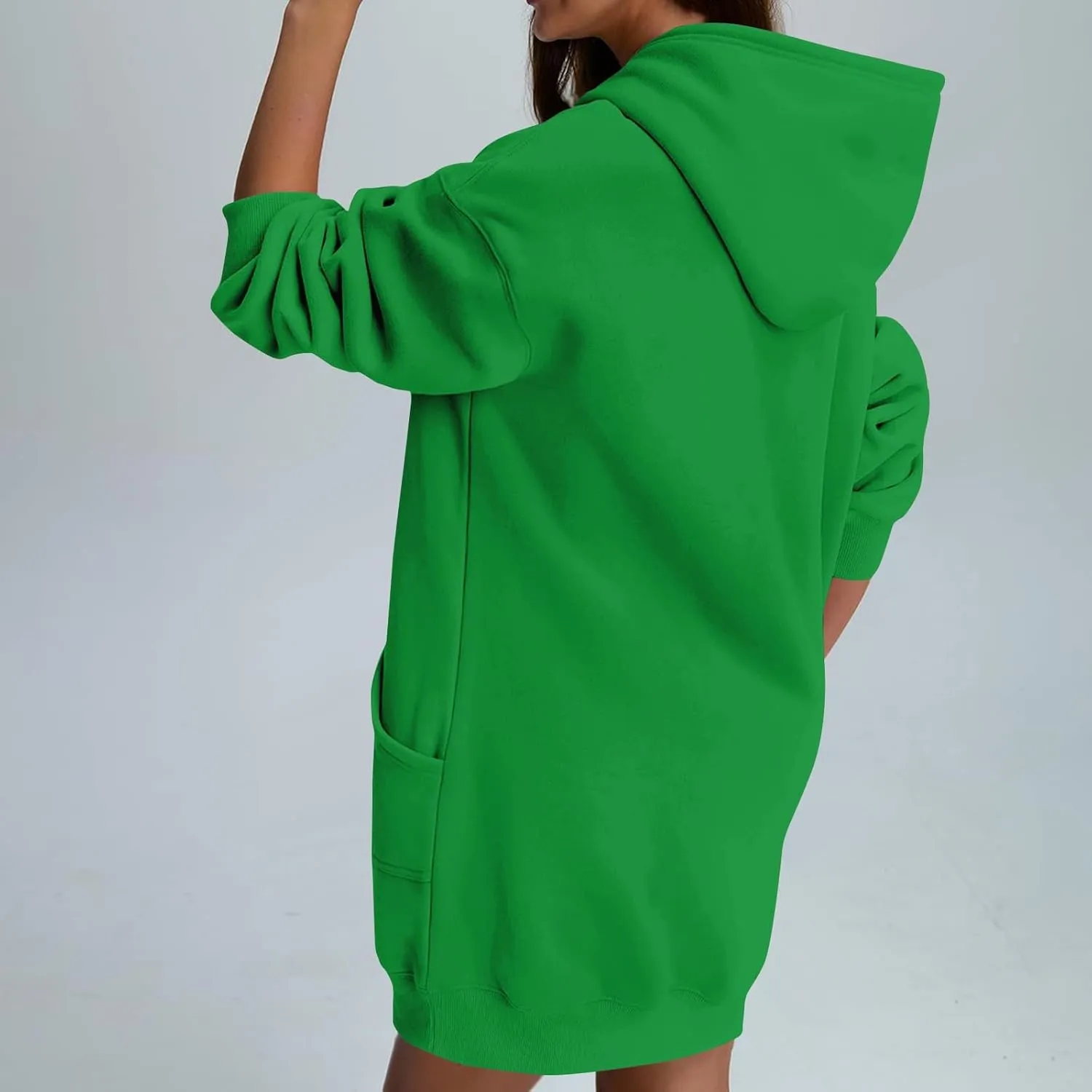 Oversized Hoodie Dress for Women Fleece Hooded Sweatshirt Dress with Pockets Cute Y2k Preppy Tunic Shift Mini Dresses