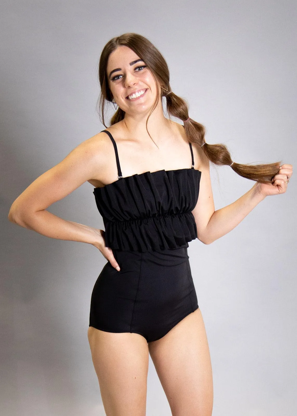 Oversized Ruffle Top | Black