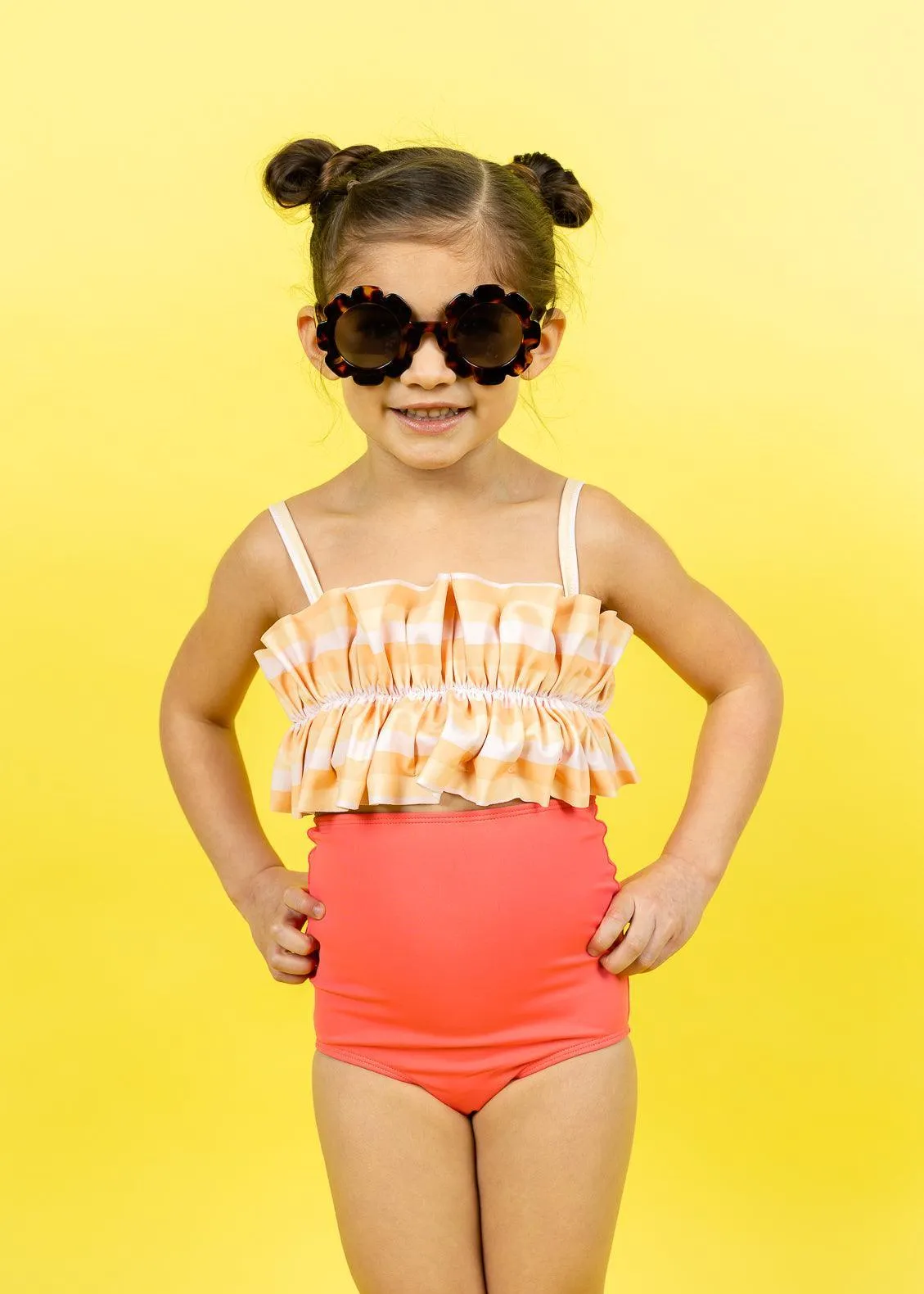 Peachy Stripe | Mini Oversized Ruffle Top