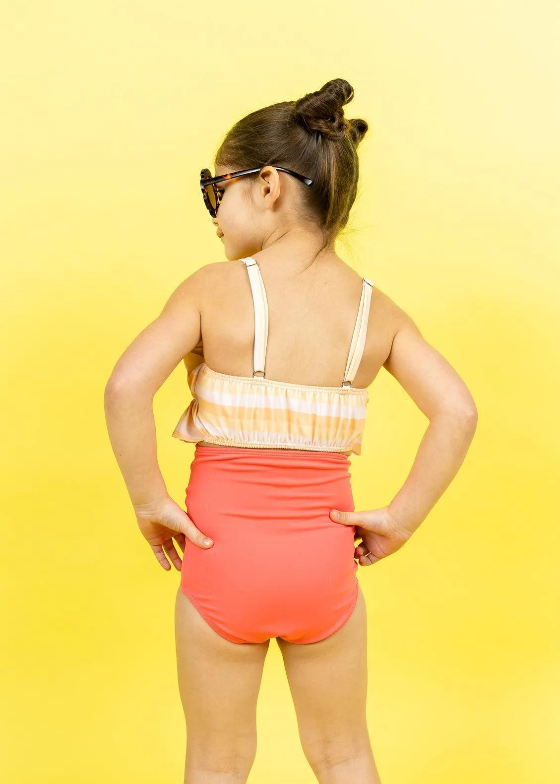 Peachy Stripe | Mini Oversized Ruffle Top