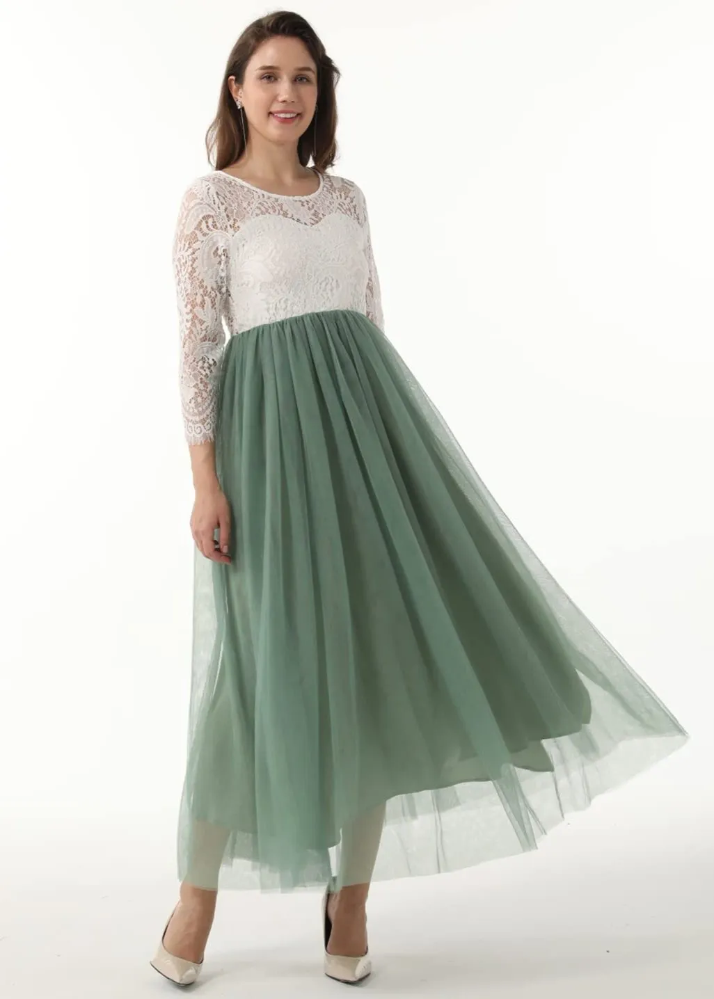 Peony Lace Dress for Women in Sage