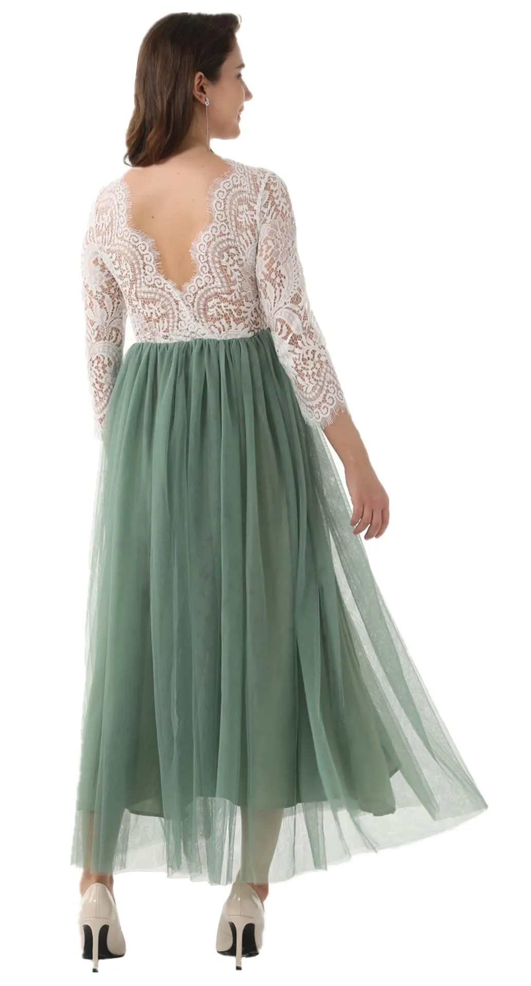 Peony Lace Dress for Women in Sage