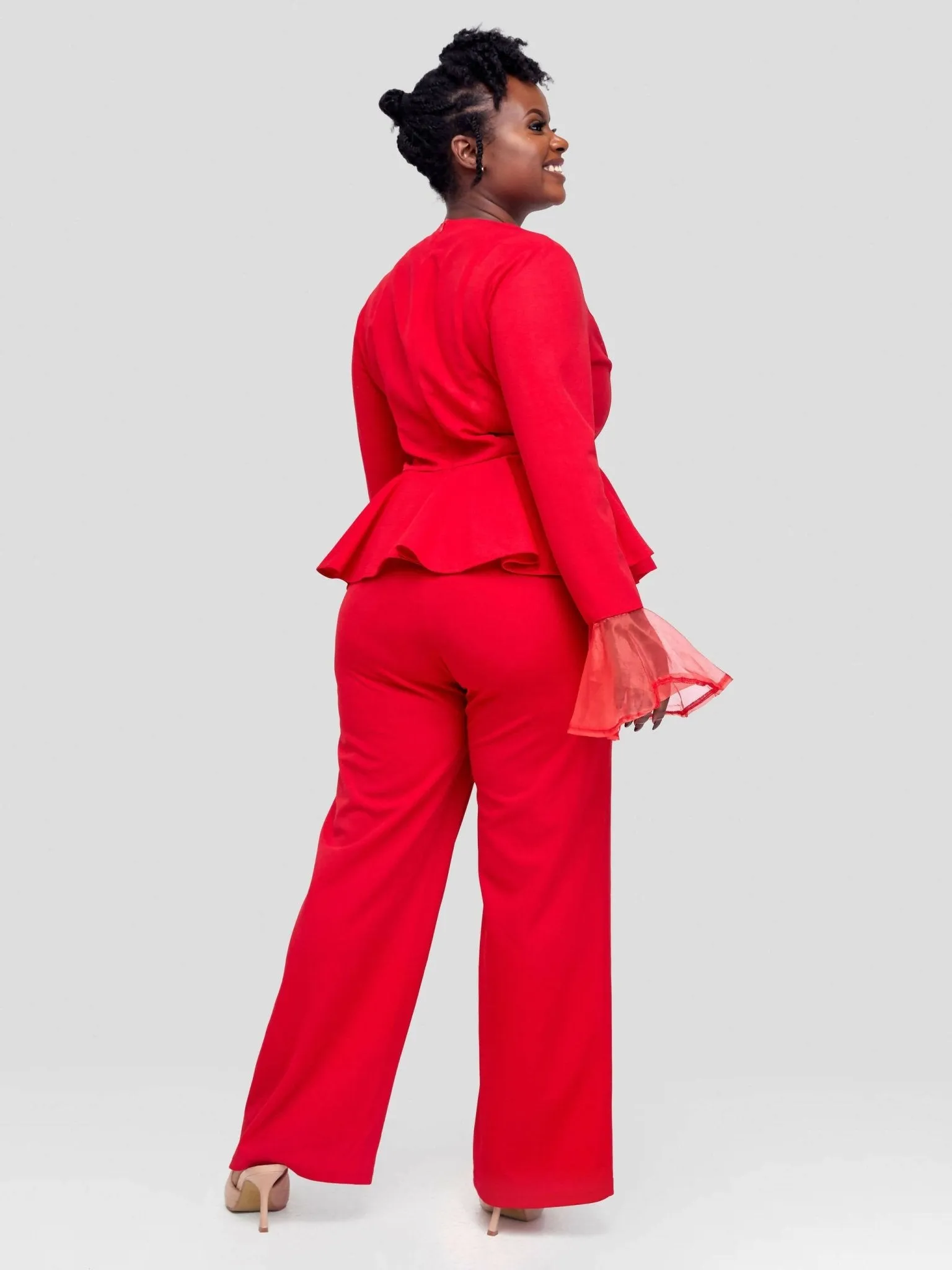 Peplum Jumpsuit - Red