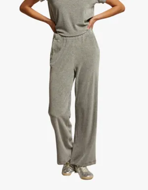 Perfect White Tee Holly Velour Wide Leg Sweatpants in Heather Grey