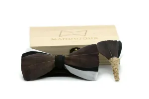 Phoenix Feather Bow Tie & Lapel Pin Set - Handmade Accessory for Weddings, Holidays, and Formal Events