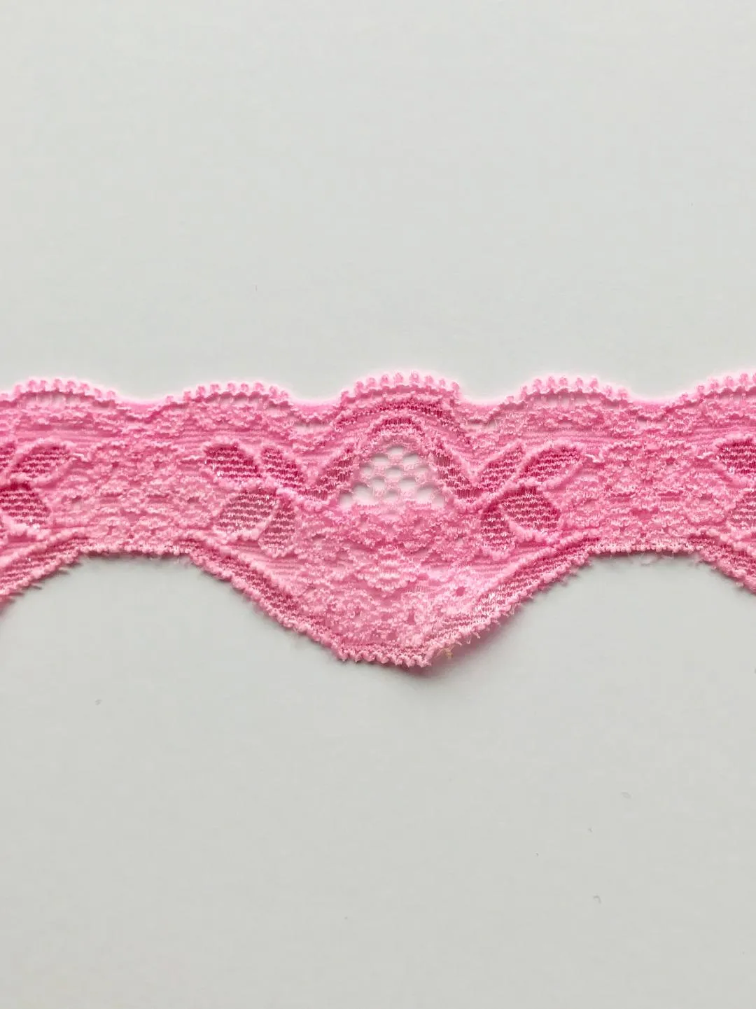 Pink 1.25" Wide Stretch Lace
